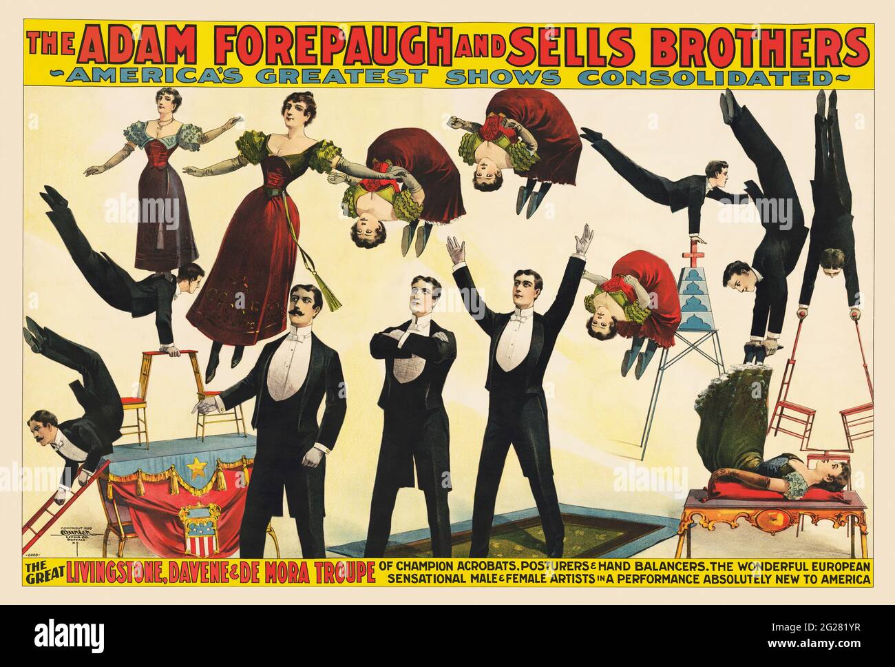 Vintage-Poster des Adam Forepaugh und verkauft Brothers Zirkus. Stockfoto