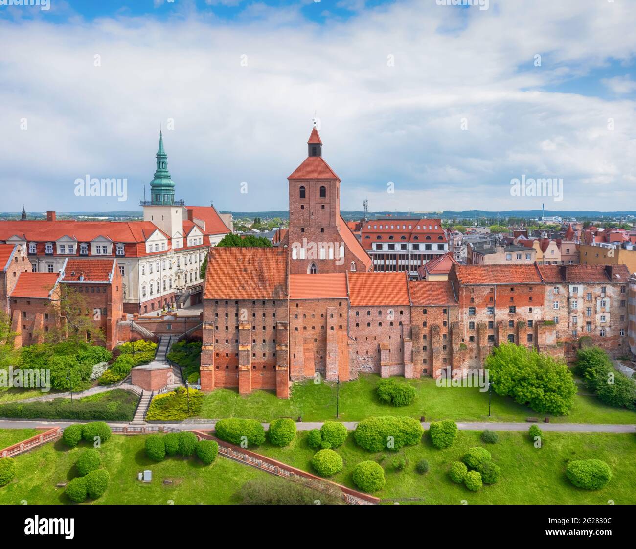 Grudziadz, Polen. Luftaufnahme der historischen Altstadt Stockfoto