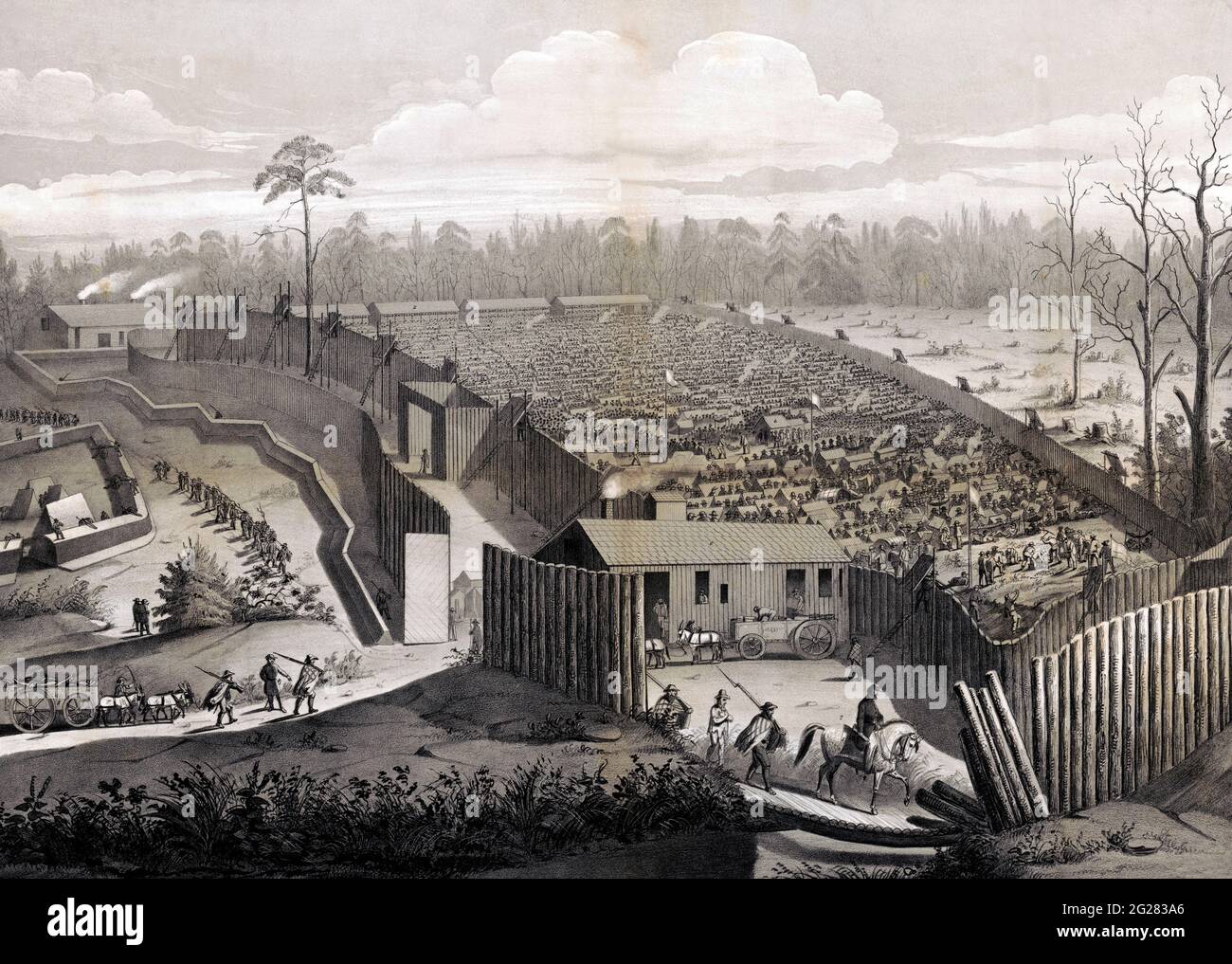 Andersonville Gefängnis, Georgia, um 1864. Stockfoto