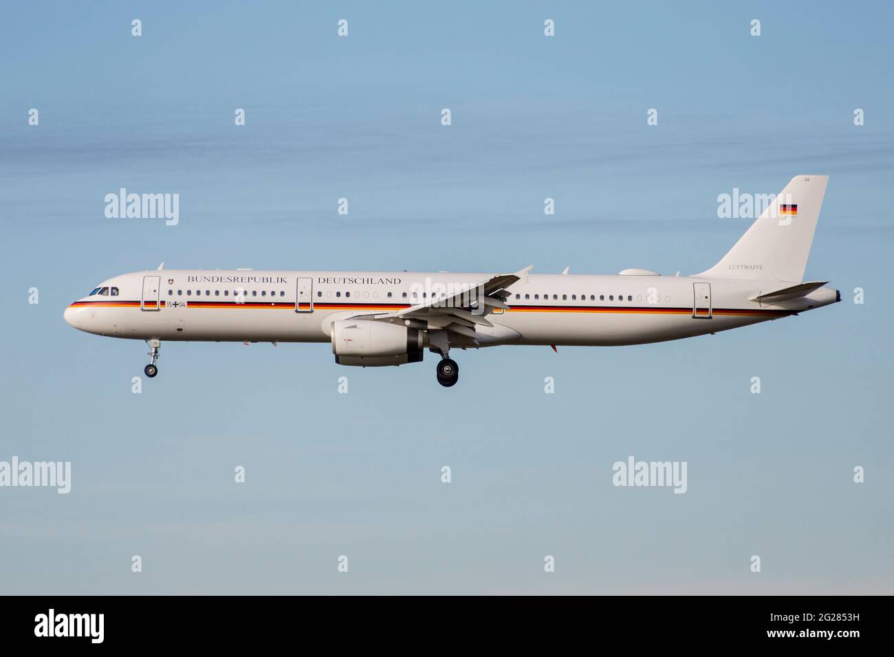 VIP Airbus A-321 der deutschen Luftwaffe. Stockfoto