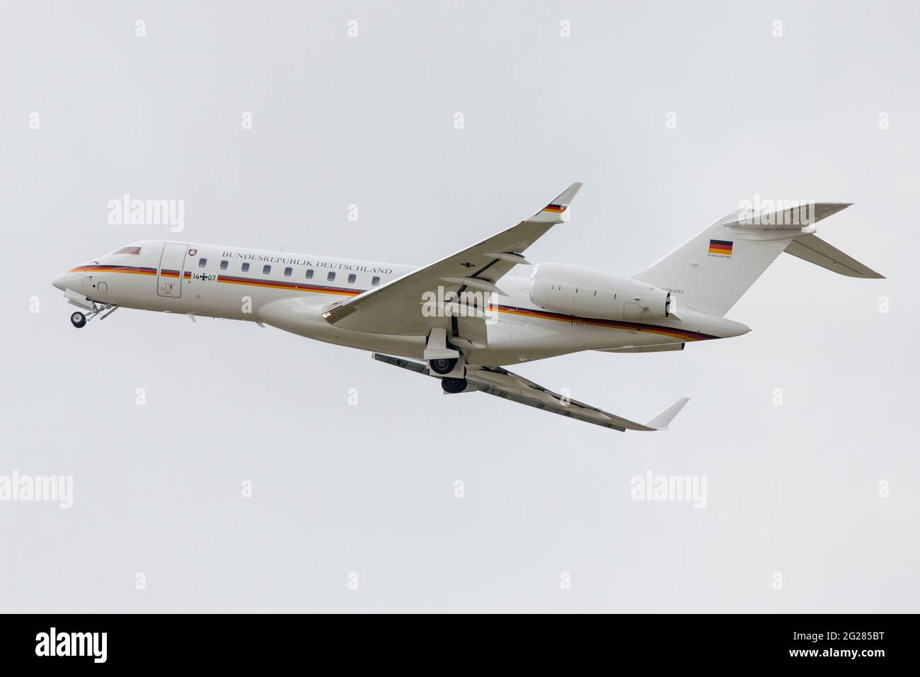 Deutsche Luftwaffe VIP Global 6000 Jet, Dresden, Deutschland. Stockfoto
