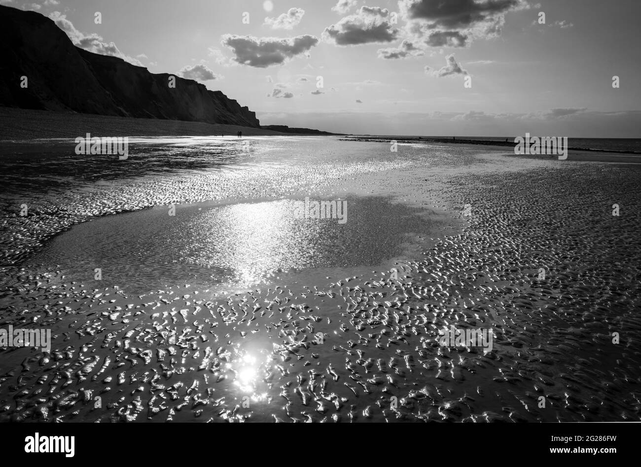 Ebbe am Strand von Sheringham, North Norfolk, Großbritannien Stockfoto
