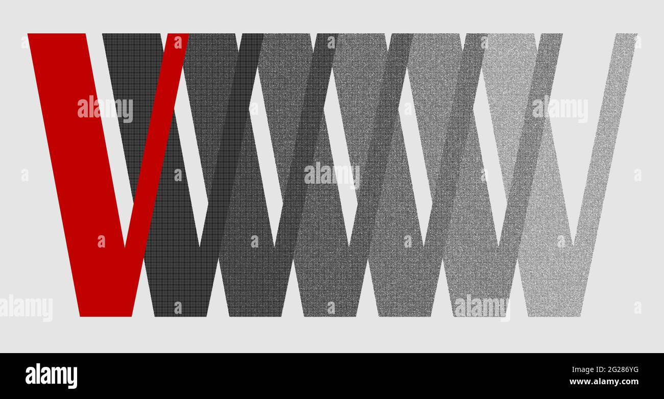 Grafik mit dem wiederholten Großbuchstaben V als Monogramm Stockfoto
