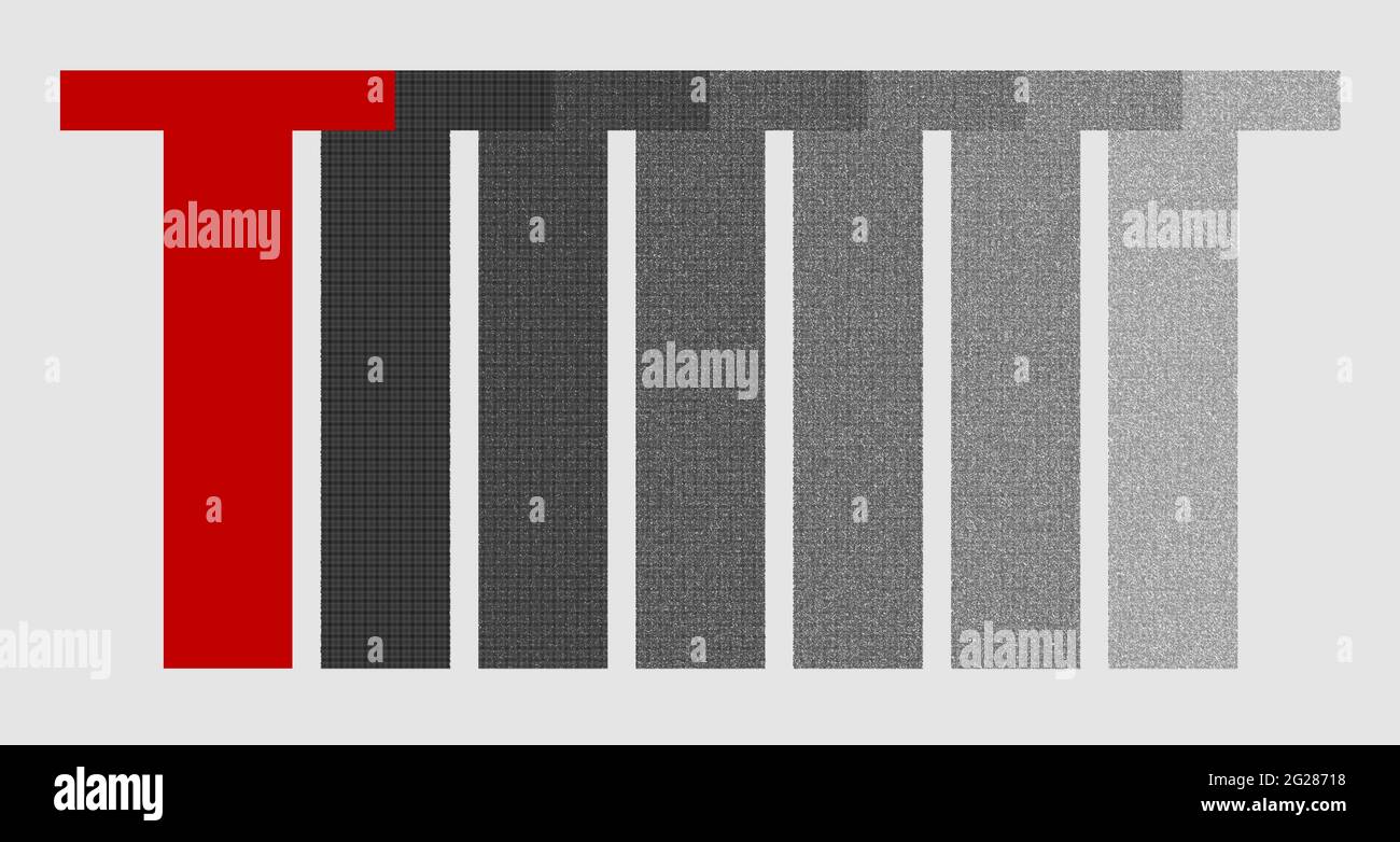 Grafik mit dem wiederholten Großbuchstaben T als Monogramm Stockfoto