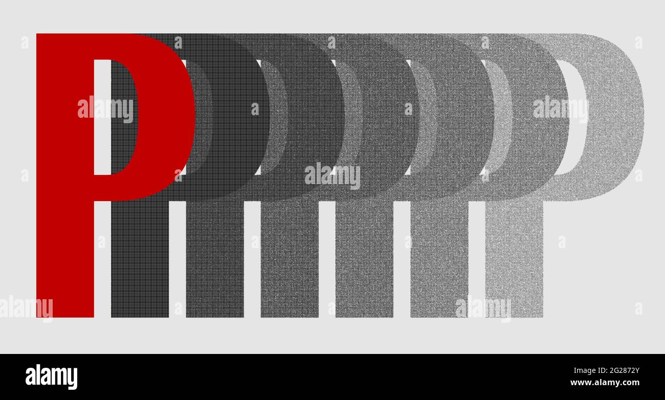 Grafik mit dem wiederholten Großbuchstaben P als Monogramm Stockfoto