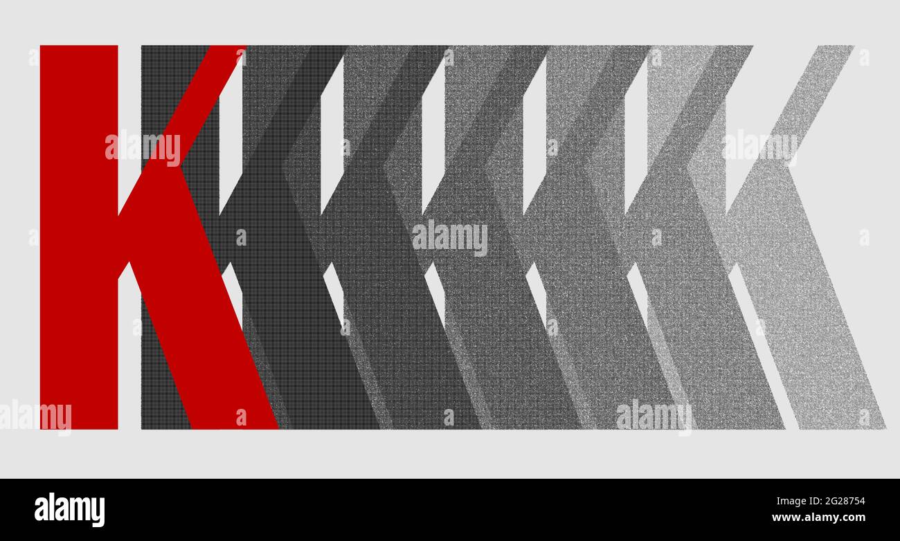 Grafik mit dem wiederholten Großbuchstaben K als Monogramm Stockfoto