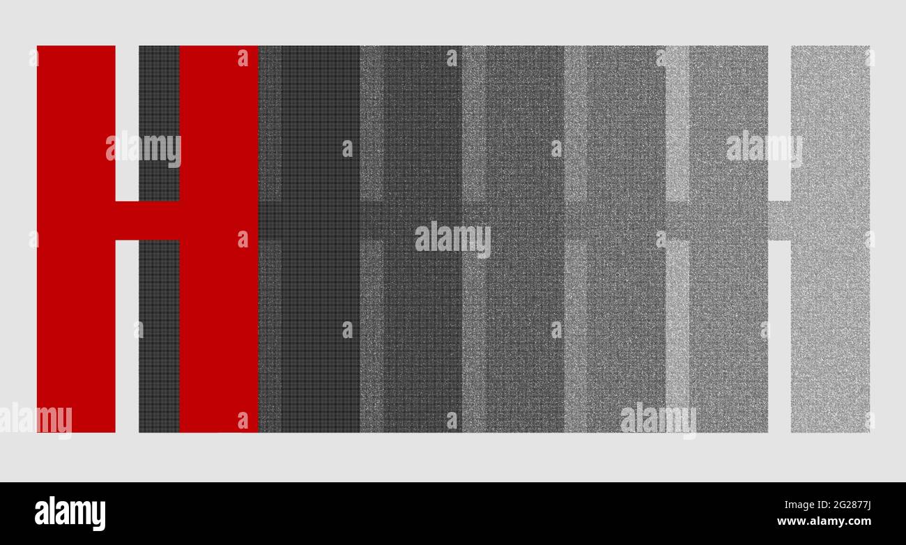 Grafik mit dem wiederholten Großbuchstaben H als Monogramm Stockfoto