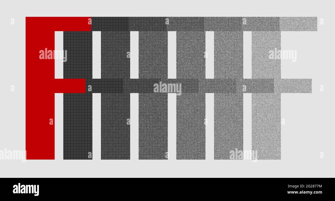 Grafik mit dem wiederholten Großbuchstaben F als Monogramm Stockfoto