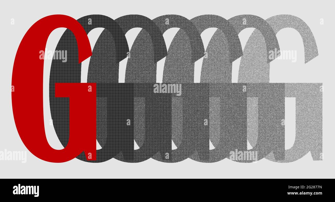 Grafik mit dem wiederholten Großbuchstaben G als Monogramm Stockfoto