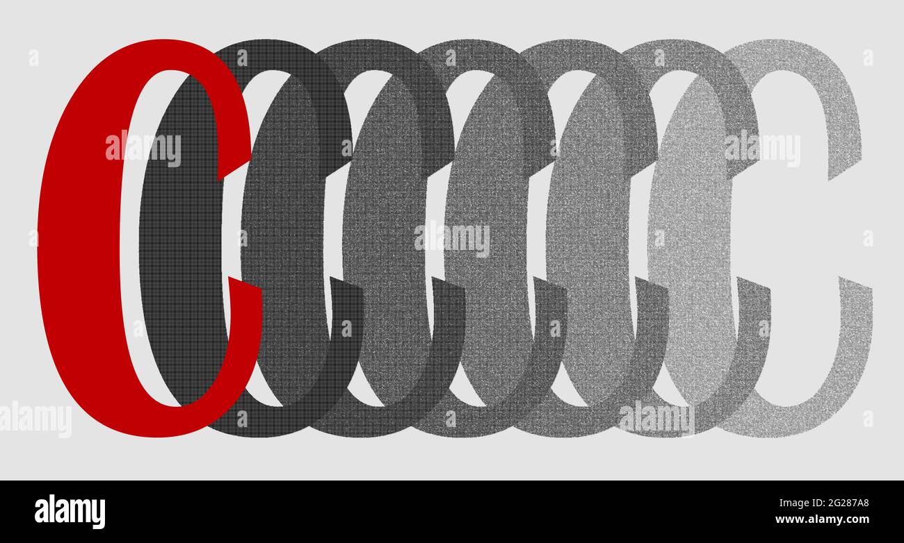 Grafik mit dem wiederholten Großbuchstaben C als Monogramm Stockfoto