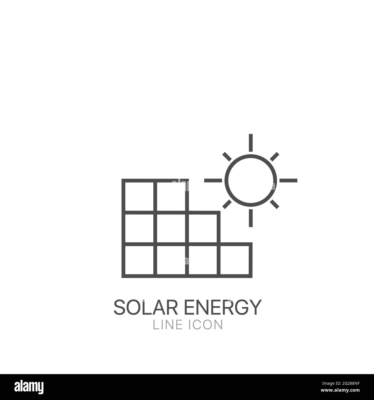 Einfaches Vektorsymbol für die Darstellung der Sonnenenergie. Bearbeitbare Kontur Stock Vektor
