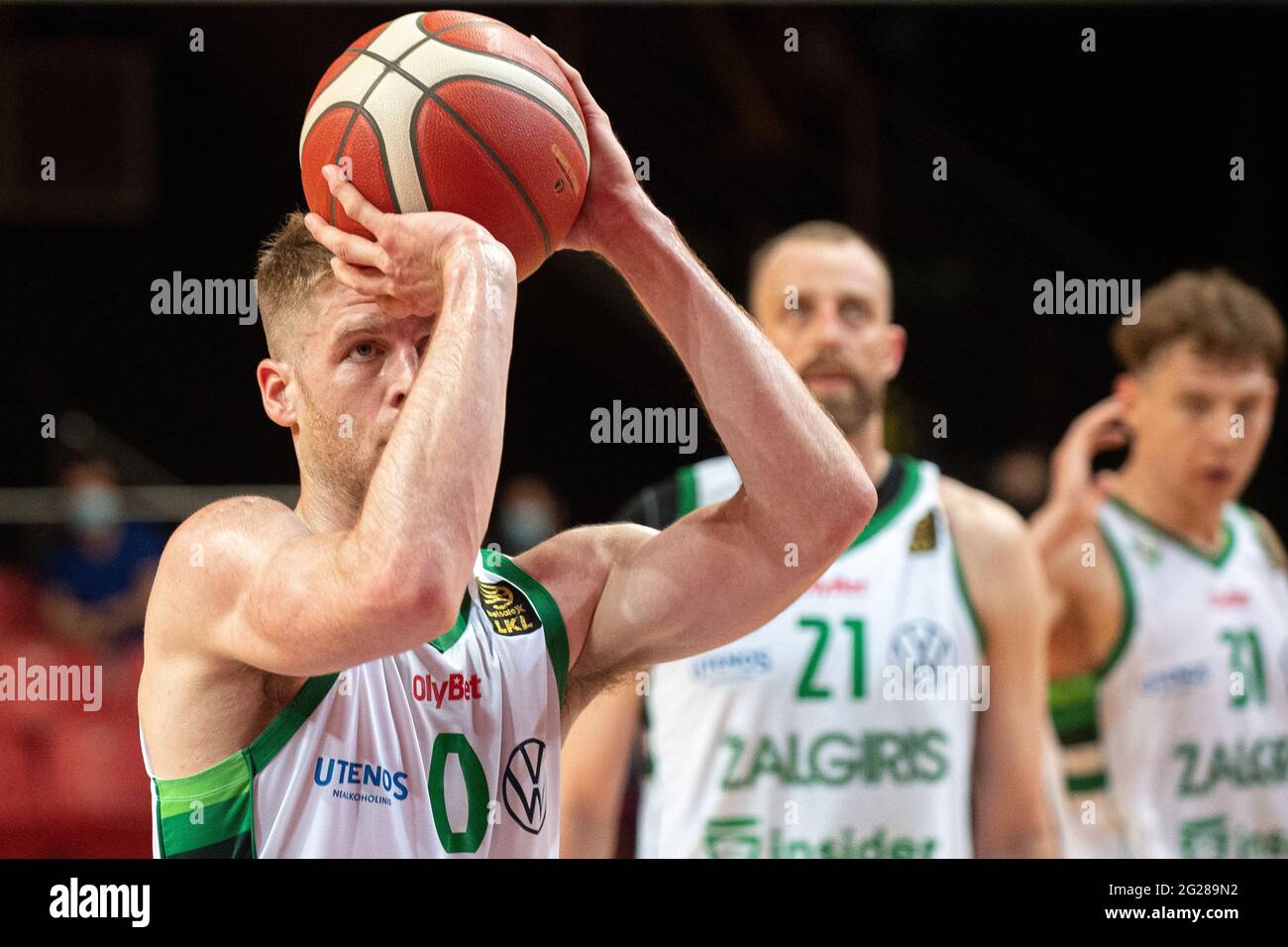 2021-06-05.Litauisches LKL-Meisterschaftsspiel von Betsafe. BC Rytas - BC Žalgiris -70-92. BC Žalgiris Spieler Thomas Walksup, nr. 0 Stockfoto