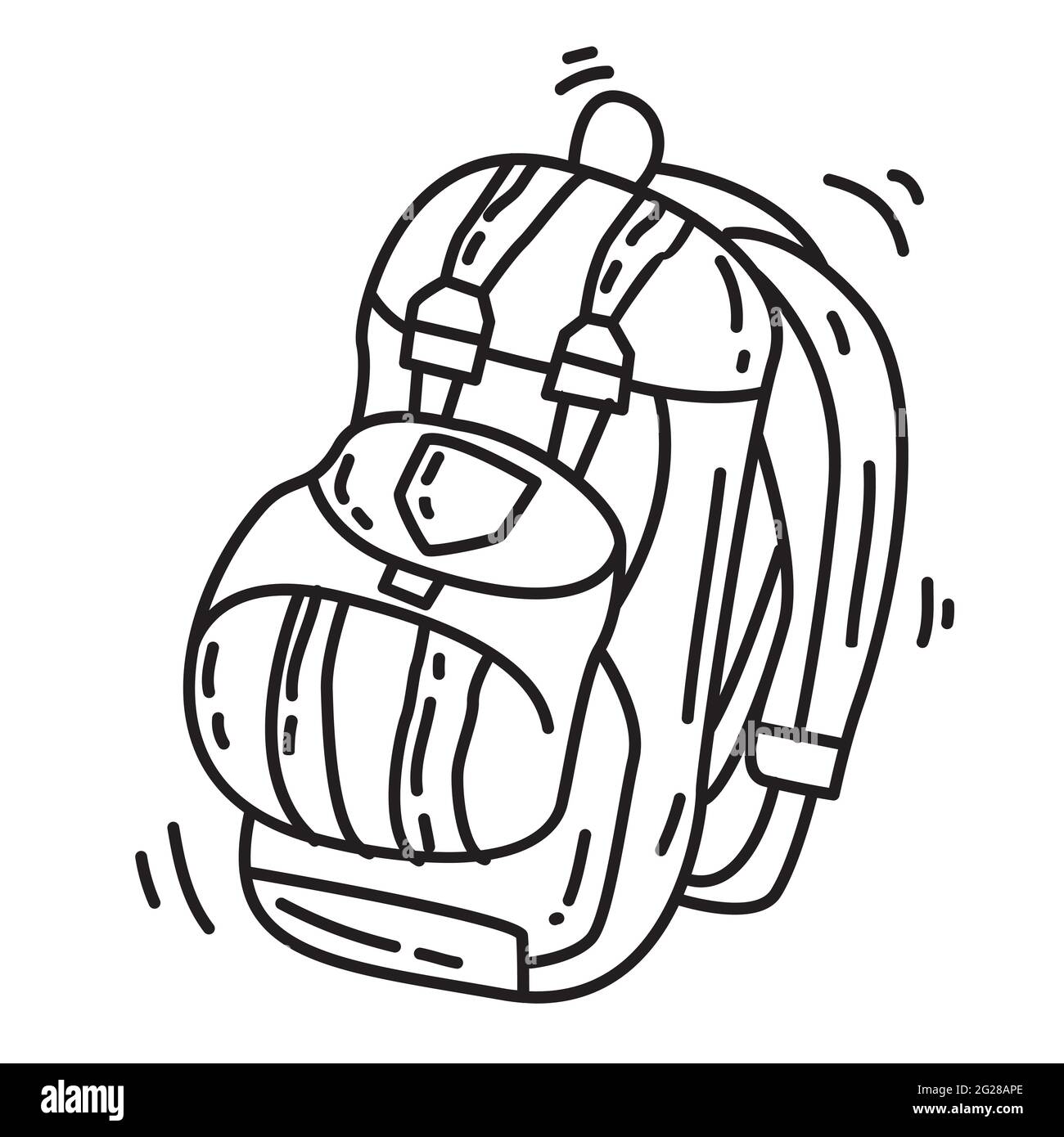 Wandern Abenteuer Tasche, Reise, Reise, Camping. Handgezeichnete Icon-Design, Umriss schwarz, Doodle Symbol Vektor-Symbol Stock Vektor