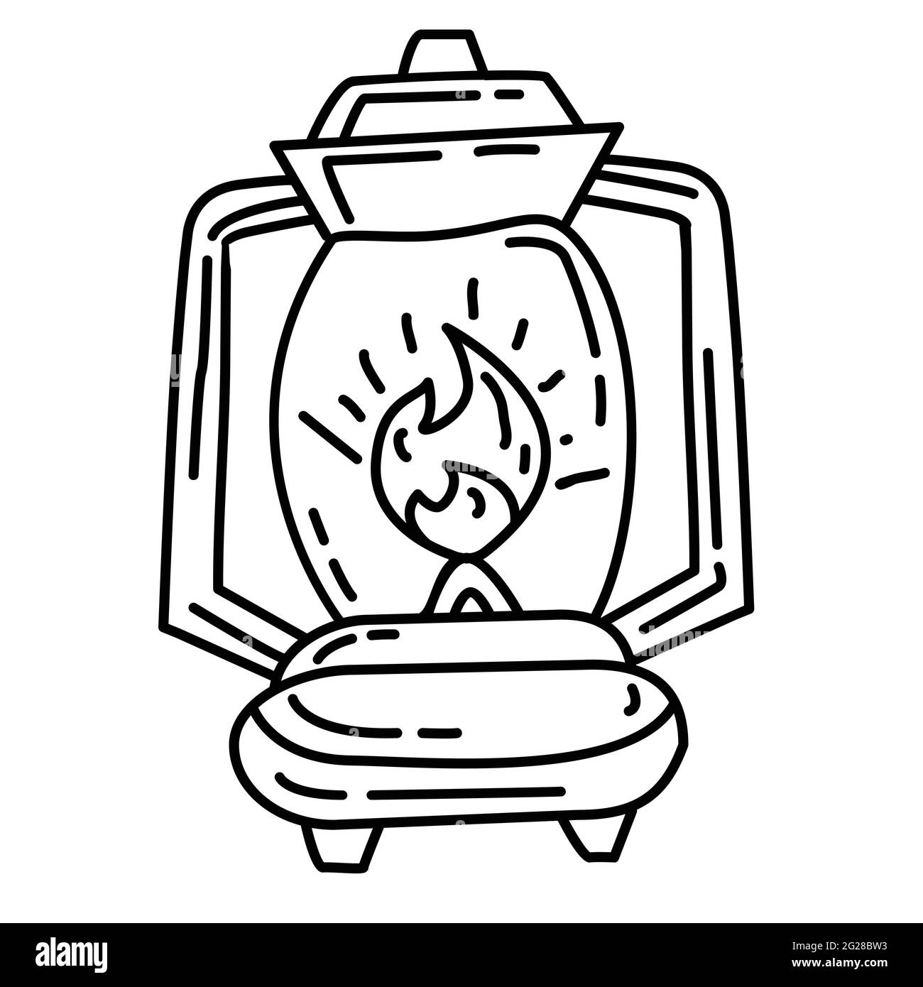 Wandern Abenteuer Laterne, Reise, Reise, Camping. Handgezeichnete Icon-Design, Umriss schwarz, Doodle Icon Vektor-Symbol Stock Vektor