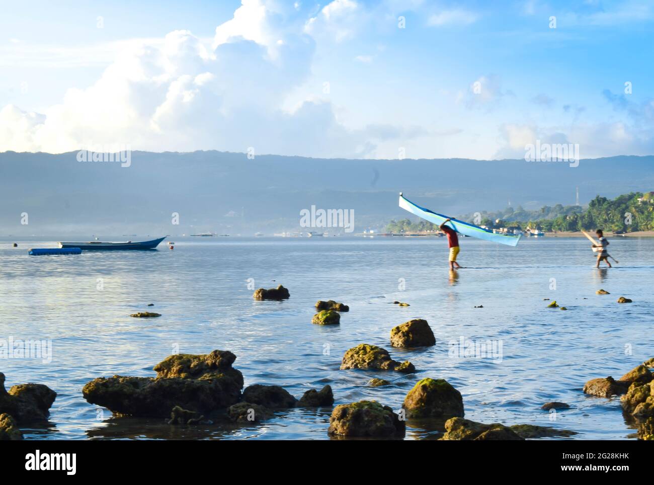 Potrait eines Fischers und seines Sohnes Stockfoto