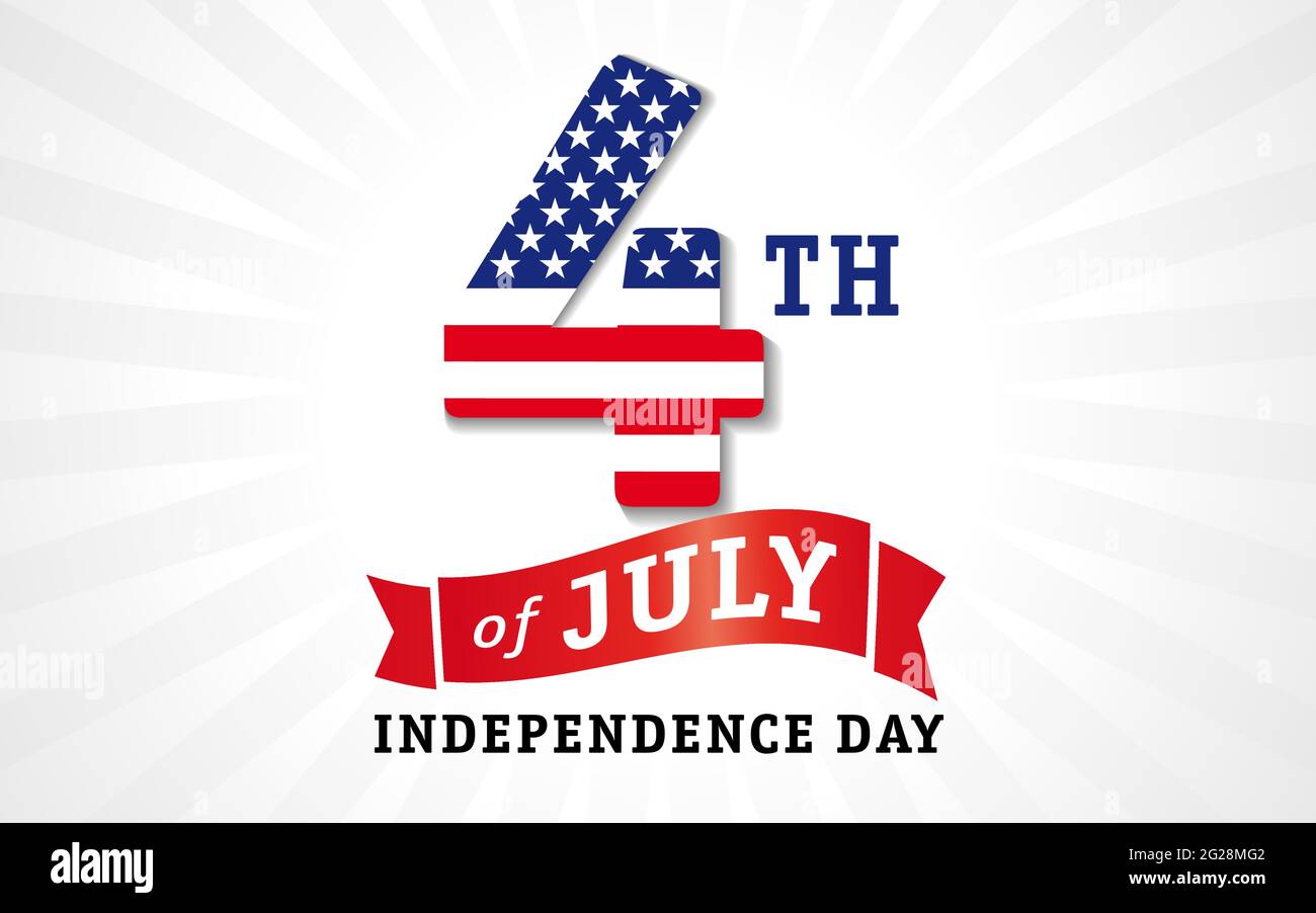 Happy Independence Day USA Square Banner. Isolierte abstrakte Grafik-Design-Vorlage. Rote, blaue, weiße Farben. Kalligrafische Schriftzüge. Dekorative Calli Stock Vektor