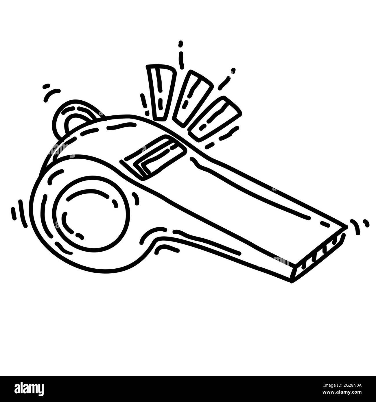 Wandern Abenteuer Pfeife, Reise, Reise, Camping. Handgezeichnete Icon-Design, Umriss schwarz, Doodle-Symbol, Vektor-Symbol Stock Vektor