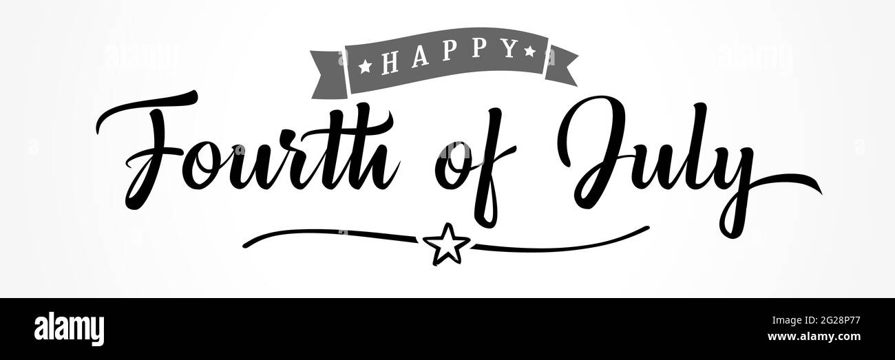 Happy Independence Day USA Creative Banner. Isolierte abstrakte Grafik-Design-Vorlage. Schwarz-Weiß-Farben. 4. Juli USA. Dekoratives Logo CO Stock Vektor