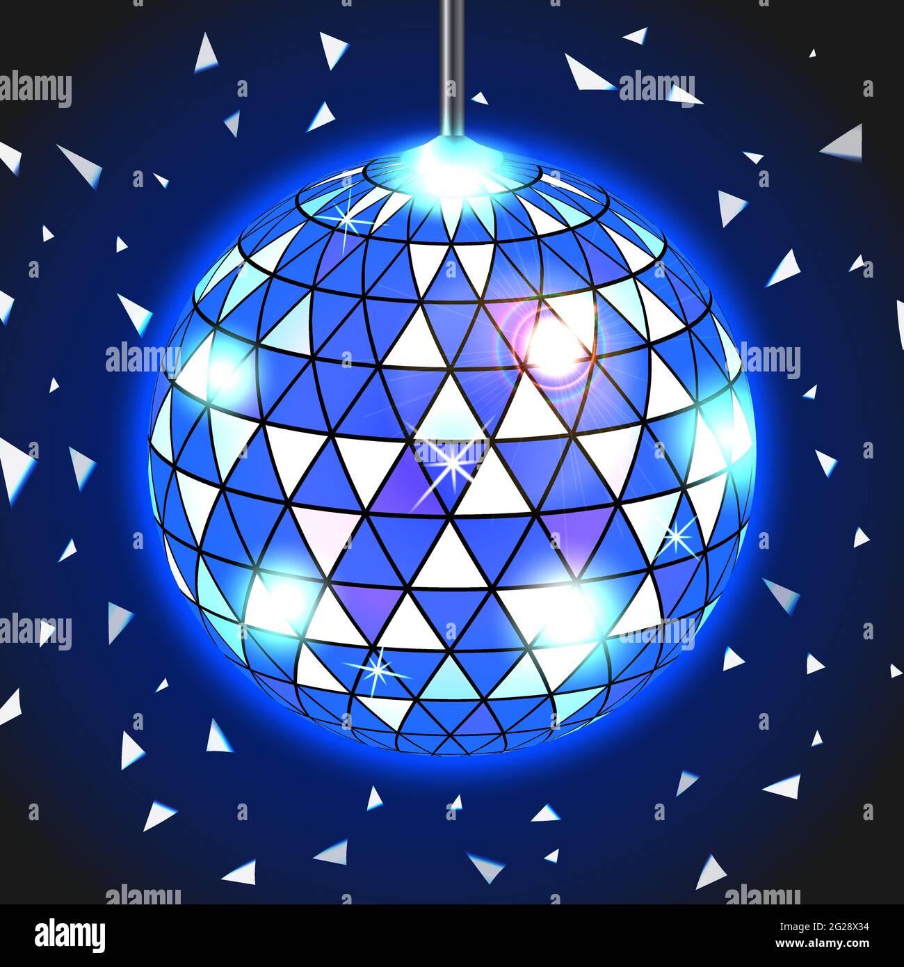 Disco Ball mit einer Vielzahl von flachen Spiegeln für Licht interessante Dekoration von Partys und Nachtclubs bedeckt. Stock Vektor