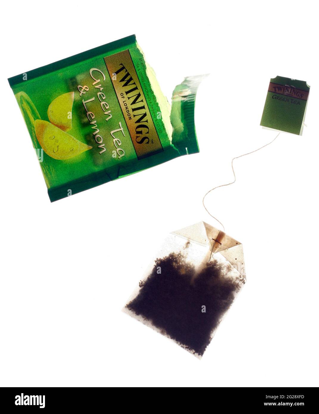 Grüner Tee und Zitrone von Twinings aus London. Stockfoto