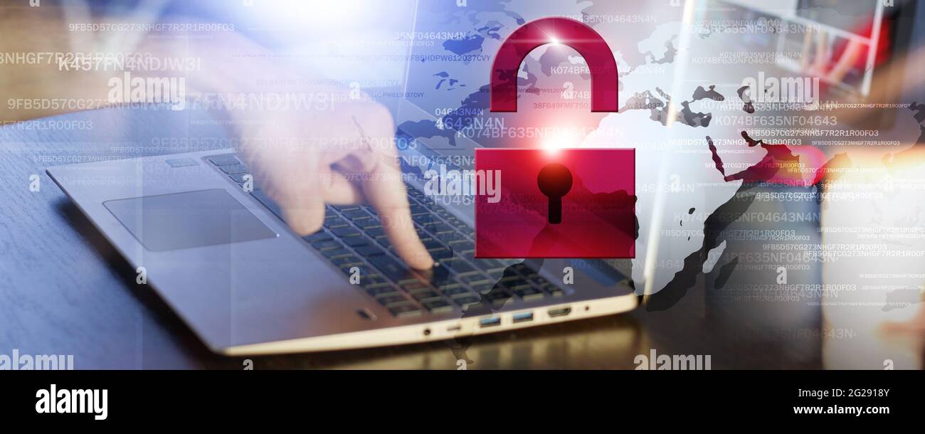 Web-Sicherheit Technologie Konzept Internet Business Banner. Mixed-Media-Hintergrund Stockfoto