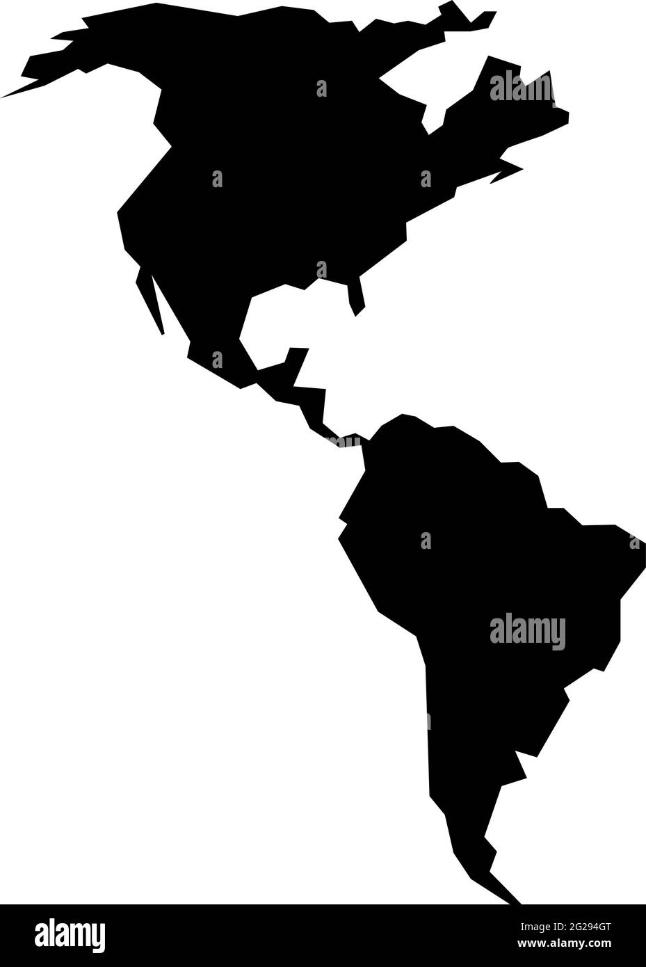 Raue Silhouette des amerikanischen Kontinents isoliert auf weißem Vektor-Illustration Stock Vektor