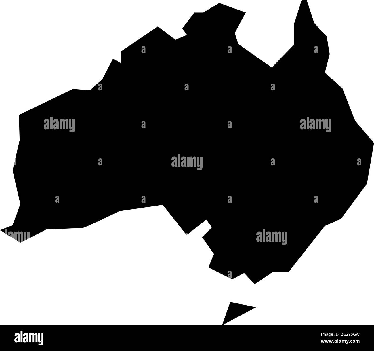 Raue Silhouette des australischen Kontinents isoliert auf weißer Vektorgrafik Stock Vektor