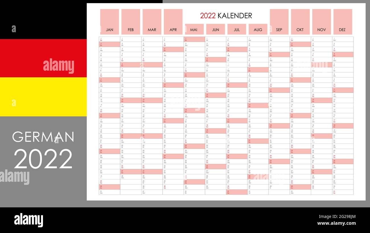 2022 Planer. StandardKalender im horizontalen Format und einfacher