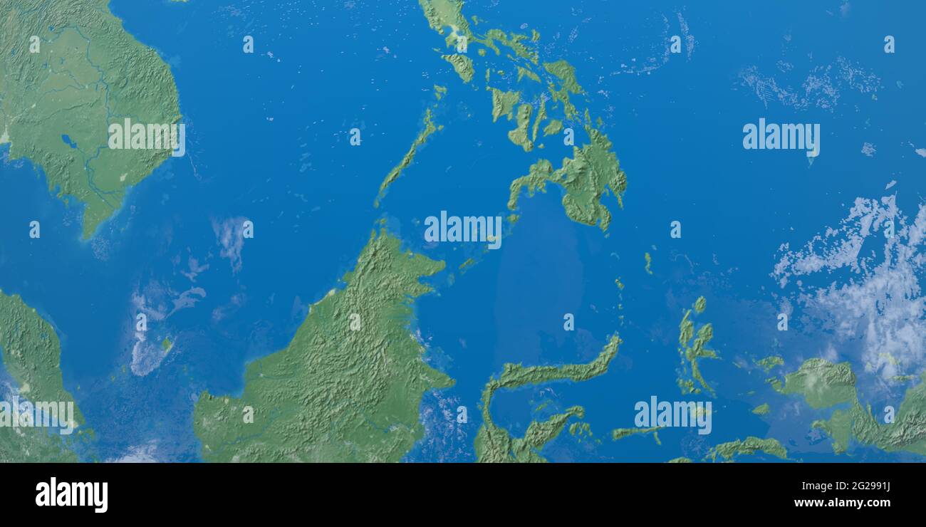 Sulu Meer im Planeten Erde, Luftaufnahme aus dem Weltraum Stockfoto