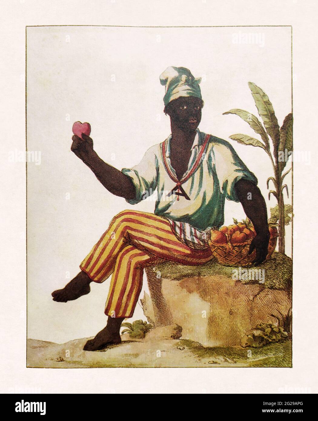 Moi libre ist eine allegorische Figur über die Abschaffung der Sklaverei in den Kolonien, die 1794 von einem unbekannten Künstler gezeichnet wurde. Stockfoto
