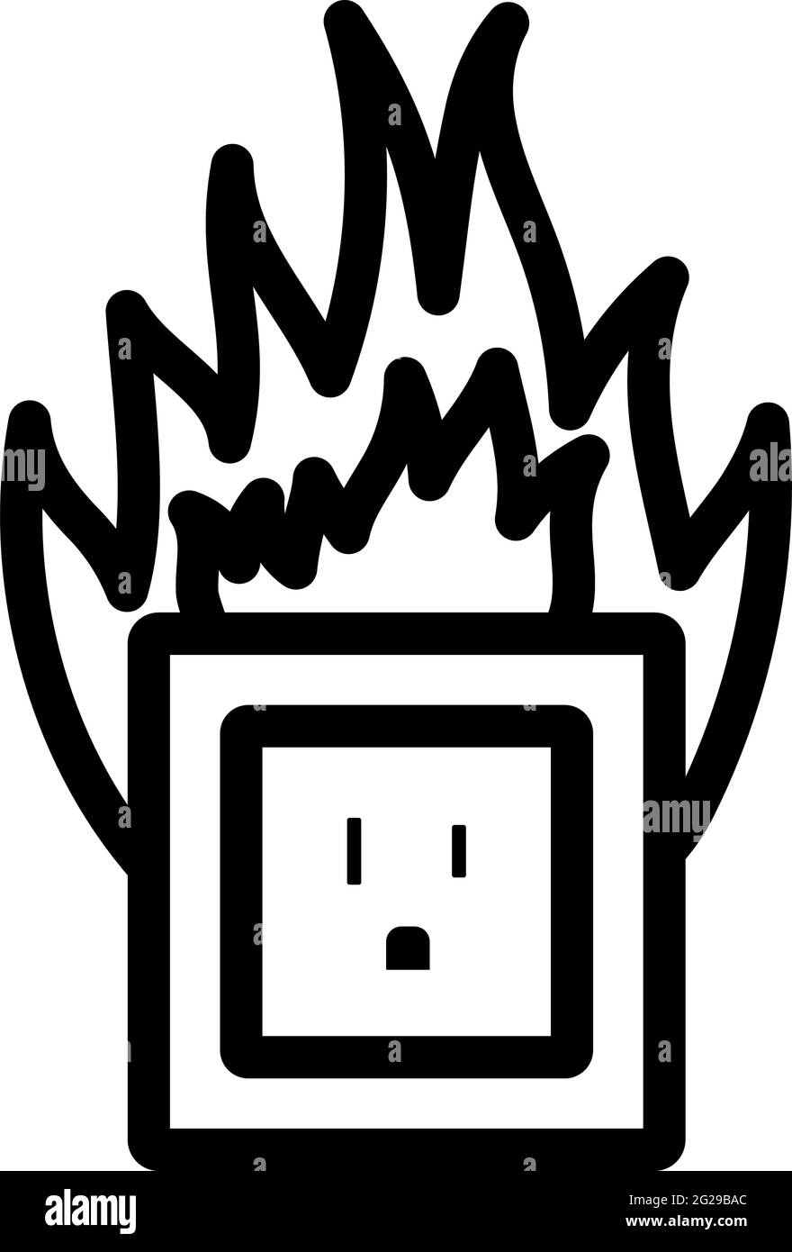 Symbol Für Das Feuer An Der Elektrischen Steckdose. Auffälliges Design mit bearbeitbarer Konturbreite. Vektorgrafik. Stock Vektor