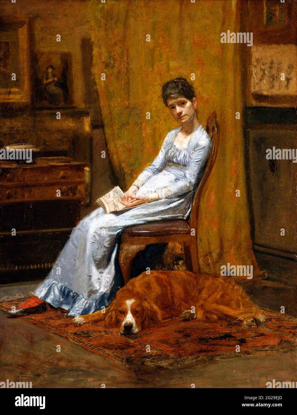 Die Frau des Künstlers und sein Setter Dog von Thomas Eakins (1844-1916), Öl auf Leinwand, 1884-89 Stockfoto