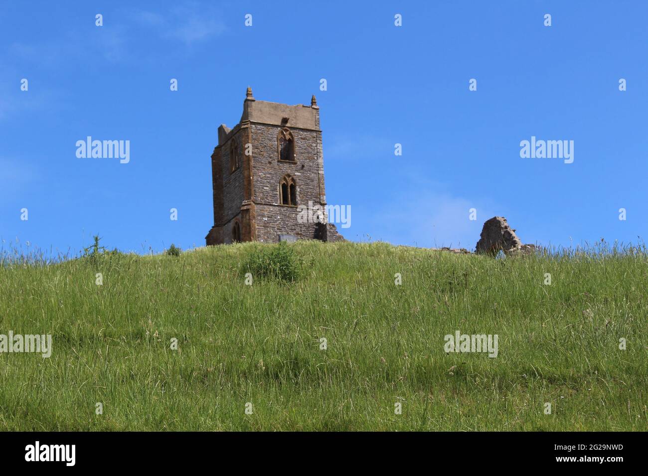 Burrow Mump Kirche auf den Somerset Ebenen Stockfoto