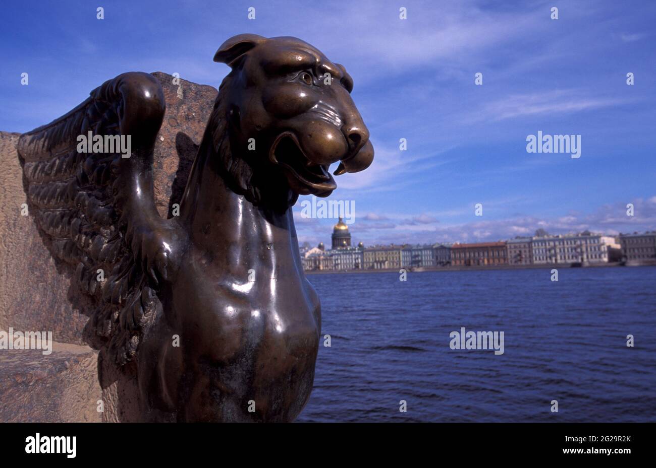 Persische Skulptur am Ufer der Universität, Newa, Sankt Petersburg, Russland. Stockfoto
