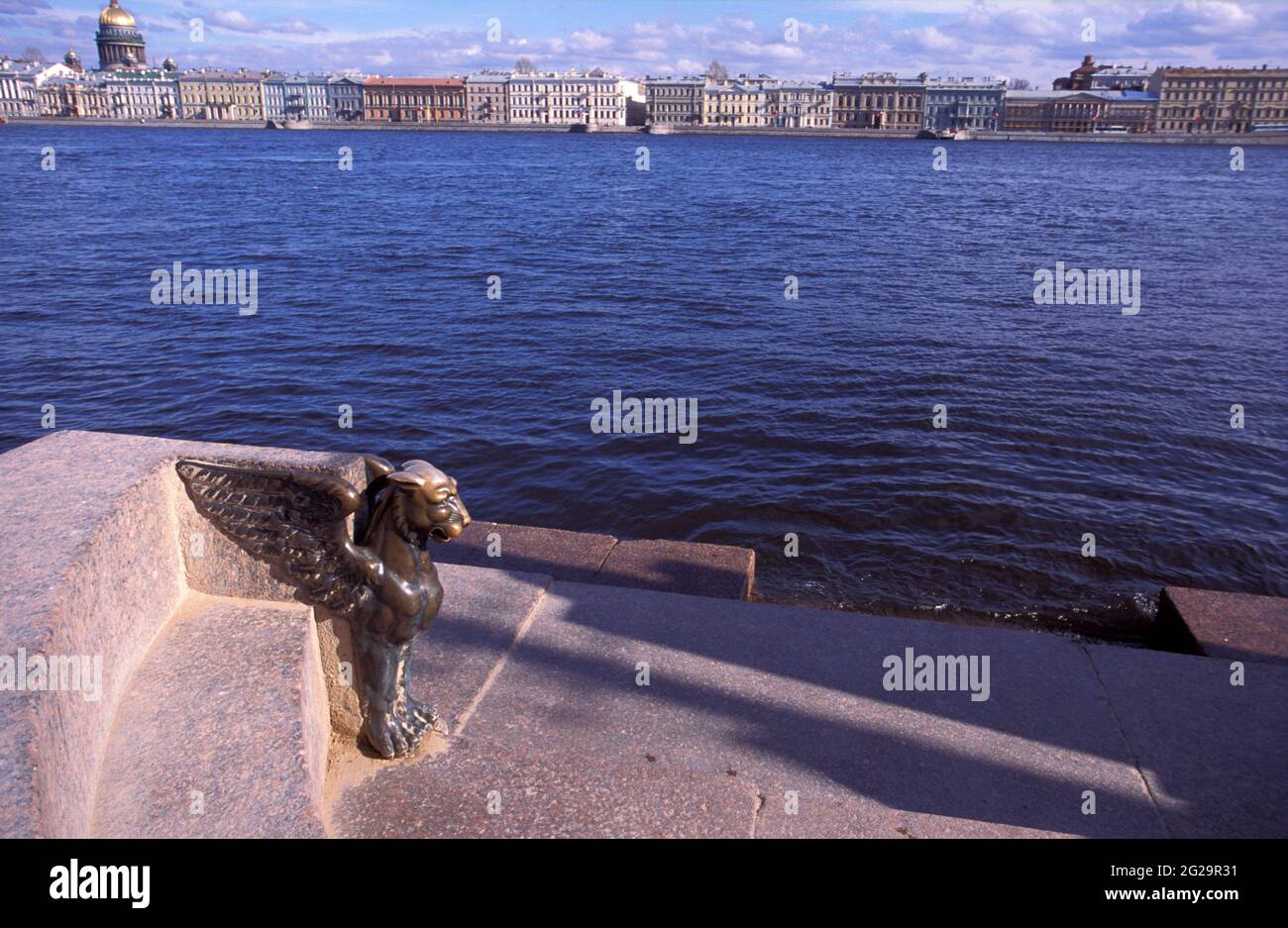 Persische Skulptur am Ufer der Universität, Newa, Sankt Petersburg, Russland. Stockfoto