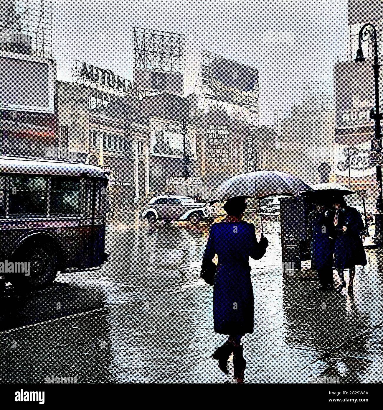 Times Square an einem regnerischen Tag, New York, 1943. März. Stockfoto