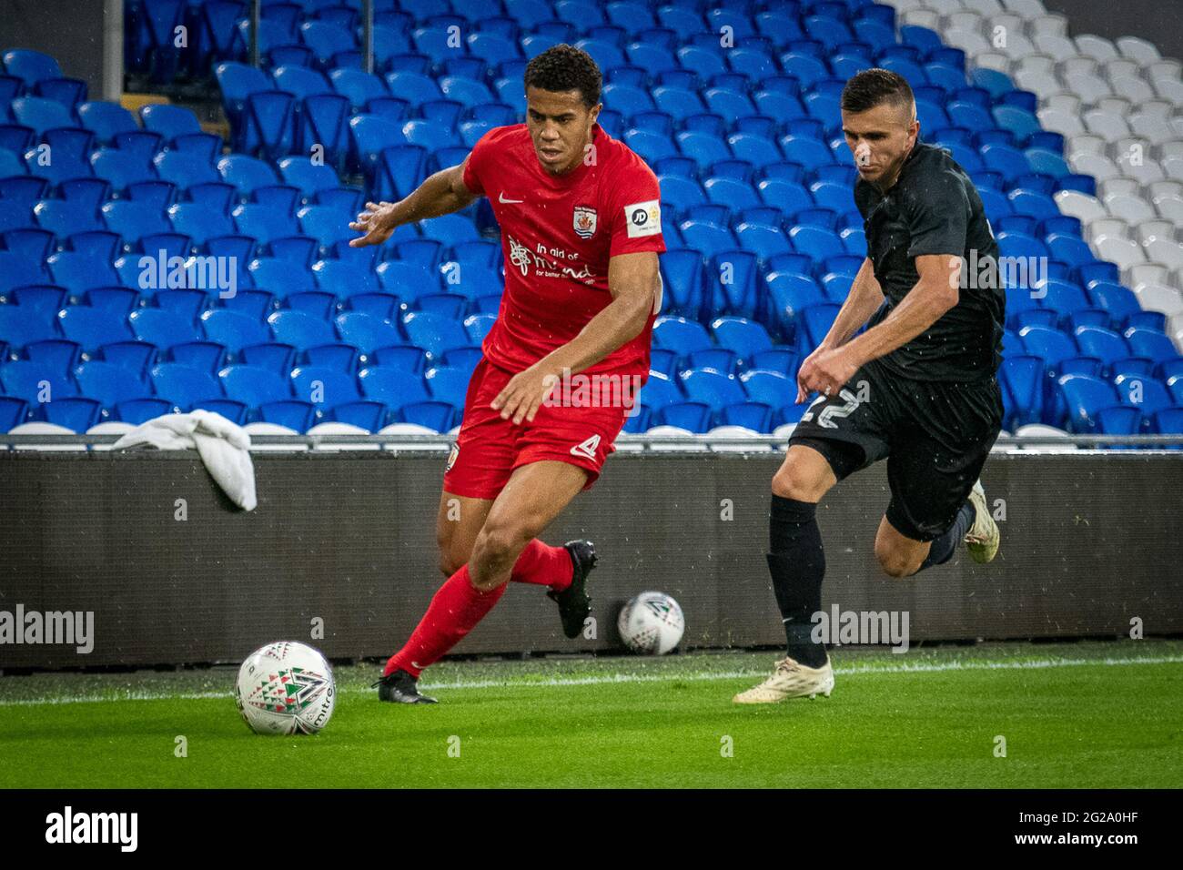 Cardiff, Wales 19. August 2020. UEFA Champions League: Erstes Qualifikationsspiel zwischen Connahs Quay Nomads und FK Sarajevo Stockfoto