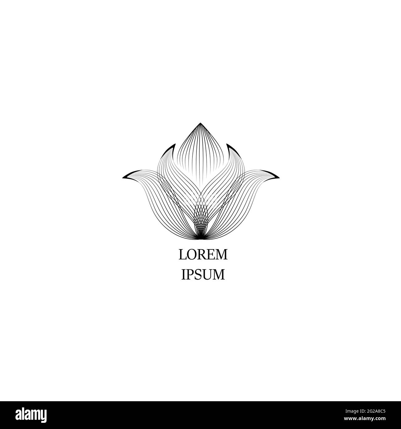 Florale Logo-Designvorlagen im Outline-Stil. Abstraktes Blumensymbol für Monogramme und Embleme. Blumenschild. Blume gezeichnet Symbol. Stock Vektor