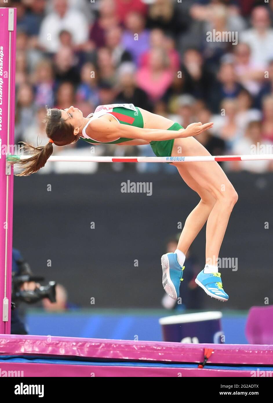 Mirela Demireva (Bulgarien). High Jump Women Finale. IAAF Leichtathletik-Weltmeisterschaften, London 2017 Stockfoto