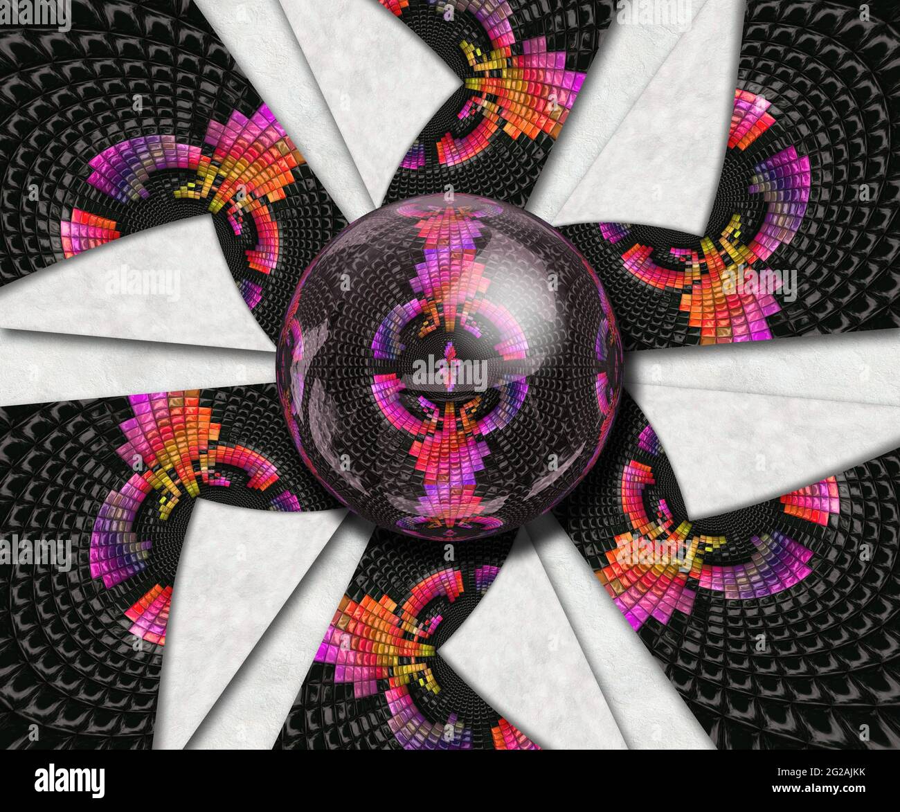 3D-rendering Combo Cover mit Puff pixel Fraktale und Fraktale Tasten Stockfoto