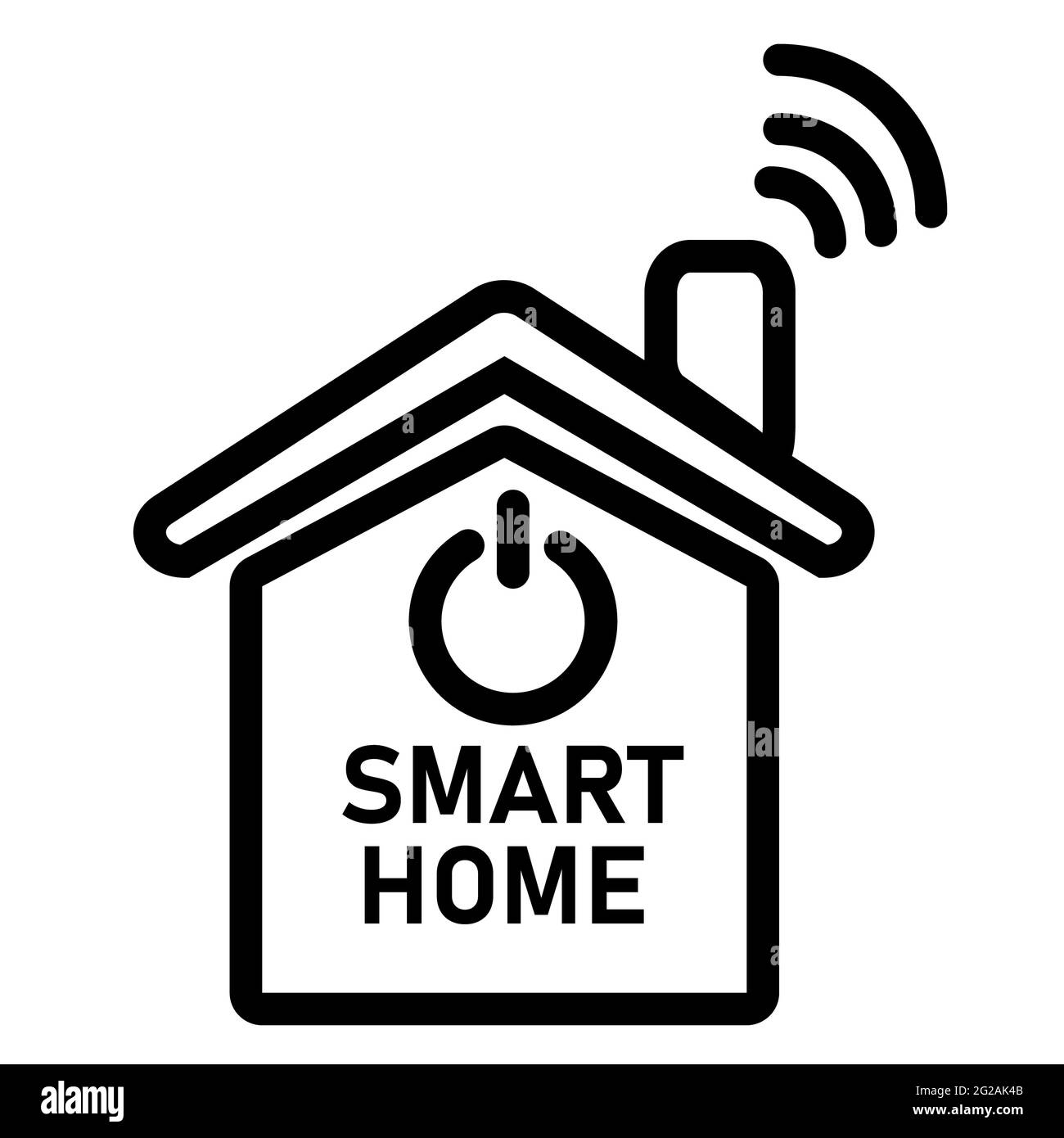 Smart-Home-Symbol auf weißem Hintergrund. Wireless-Technologie-Haus Zeichen. Home Automation App. Home-Gerät Instalation Services. Stockfoto