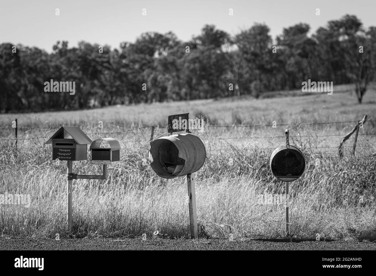 Postfächer im ländlichen Australien Stockfoto