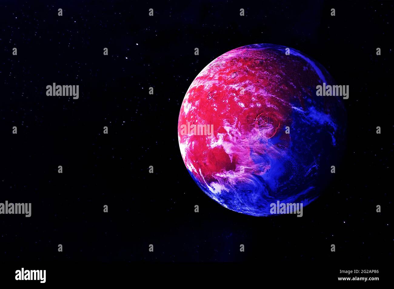 Heller Exoplanet auf dunklem Hintergrund. Elemente dieses Bildes wurden von der NASA eingerichtet. Hochwertige Fotos Stockfoto