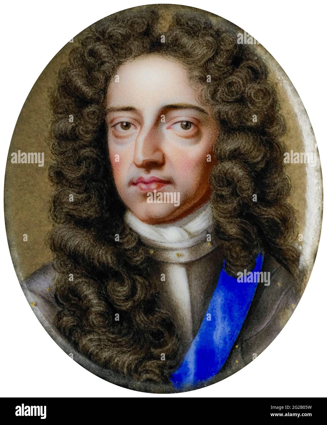 Wilhelm III. (1650-1702) Prinz von Oranien und König von England (1689-1702), Porträtminiatur von Charles Boit nach Kneller, 1690-1727 Stockfoto