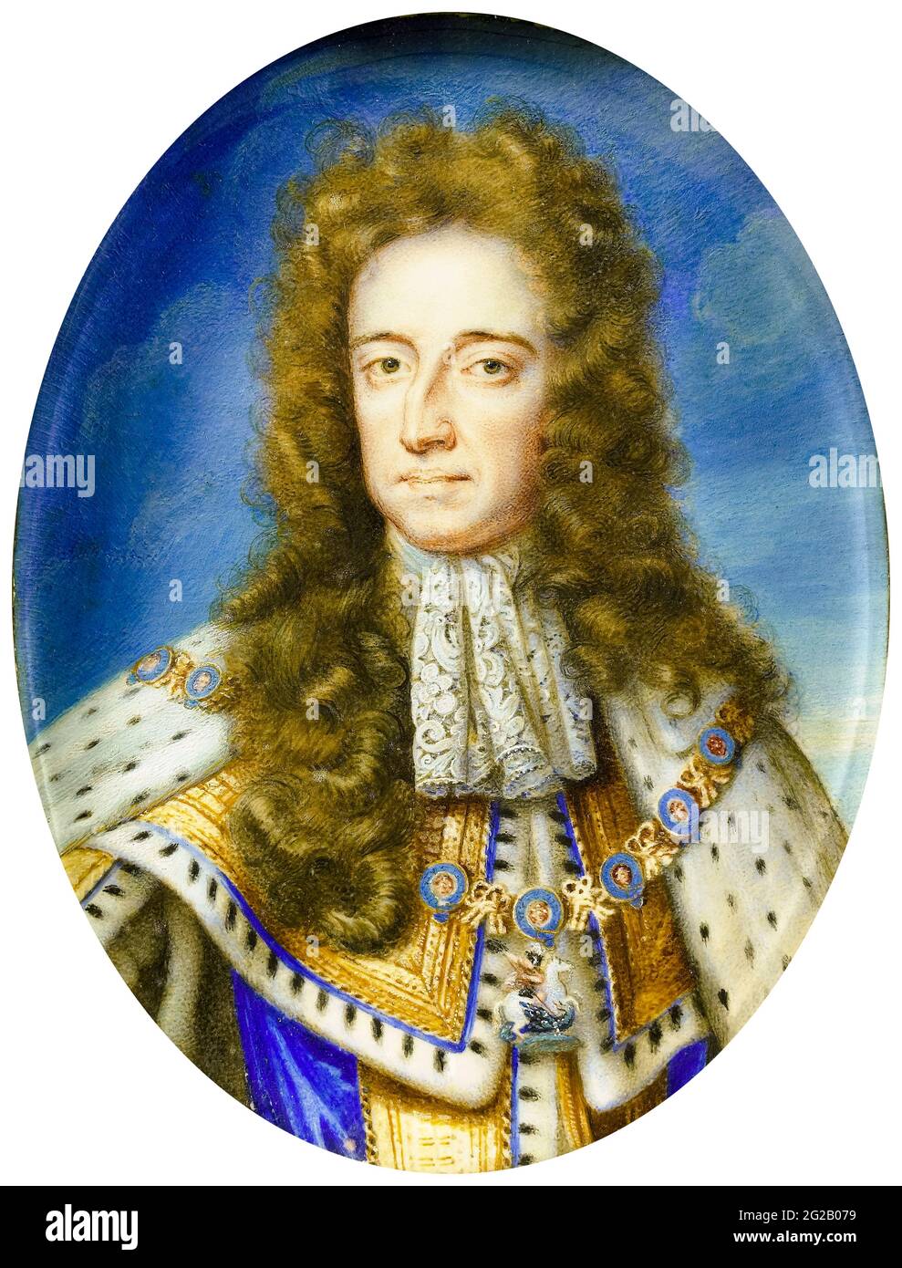 Wilhelm III. (1650-1702) Prinz von Oranien und König von England (1689-1702), Porträtminiatur von Benjamin Arlaud, 1689-1719 Stockfoto