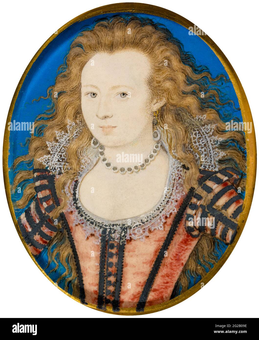 Elisabeth (1596–1662), Königin von Böhmen (1619–1620), Porträtminiatur von Isaac Oliver, 1600-1615 Stockfoto