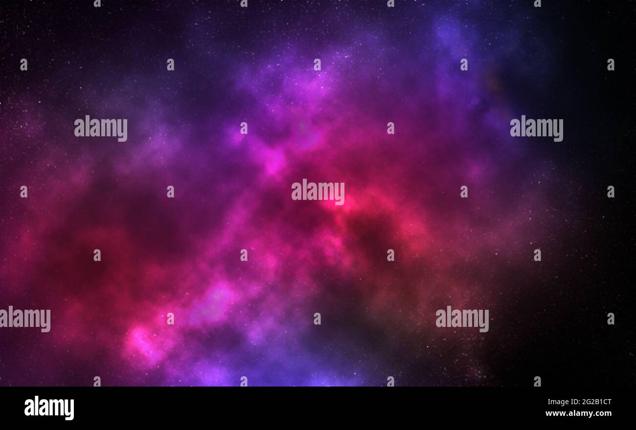 Ein faszinierender Nebel, der sich zu einer Gruppe interstellarer Staubpartikel zusammenfügt, 3D-Illustration Stockfoto