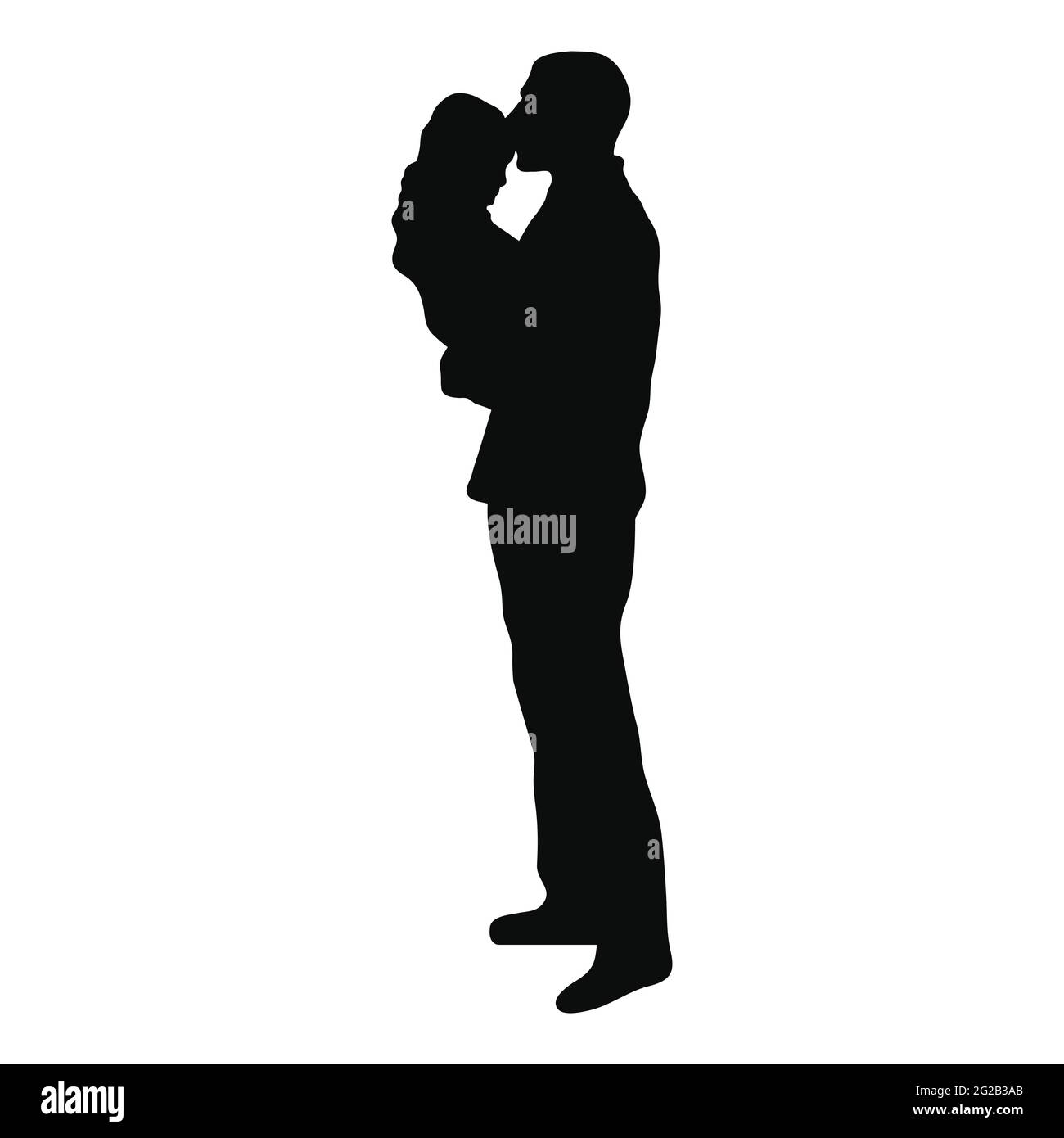 Silhouette eines Vaters und eines Kindes, das sich am Arm hält. Vater Silhouette mit kleinen Mädchen Vektor Illustration. Stock Vektor