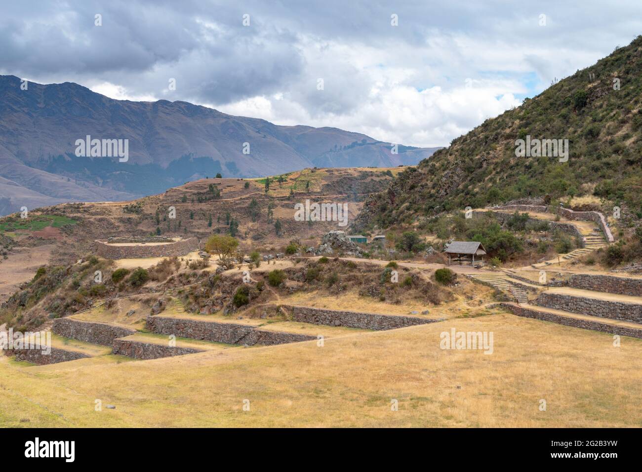 TipAuf archäologischer Stätte in der Nähe von Cusco, Peru Stockfoto