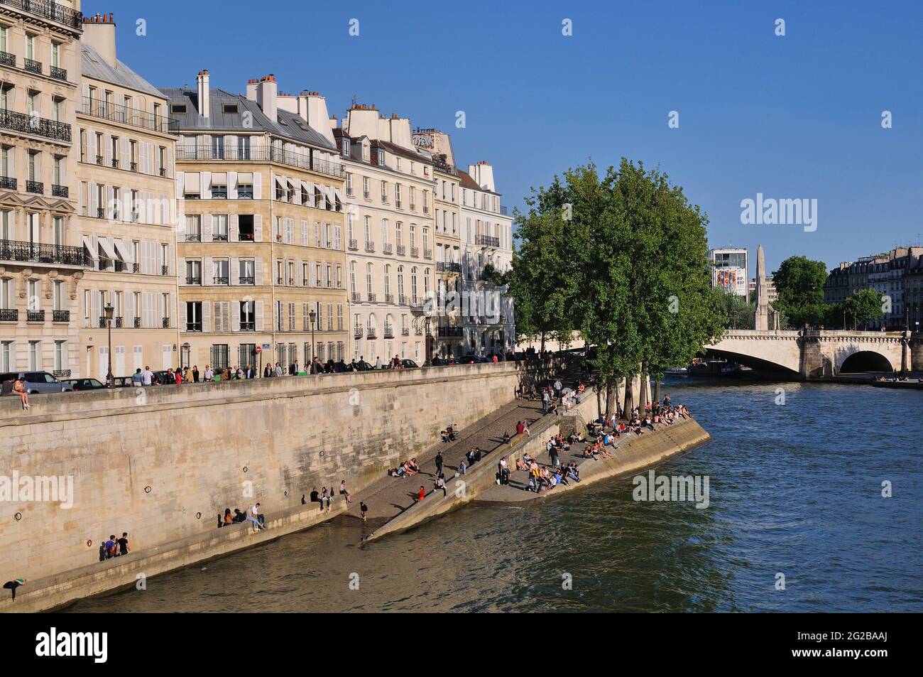 FRANKREICH, PARIS (75) 4. ARRONDISSEMENT, DIE QUAYS DER SEINE, ILE SAINT-LOUIS Stockfoto
